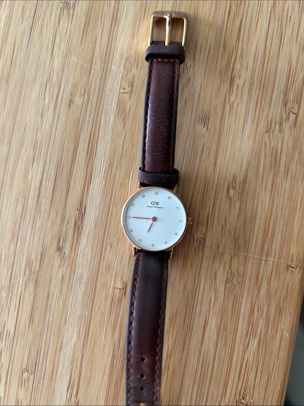 Daniel Wellington Rose Gold Watch with Brown Leather Strap